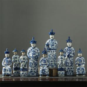 blue and white Emperor statue