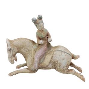 Horse riding pottery figurines