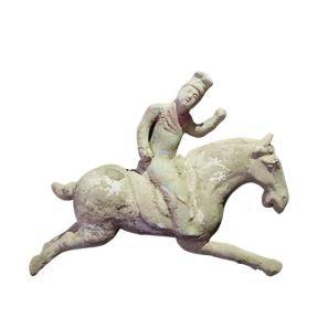 Horse riding pottery figurines 